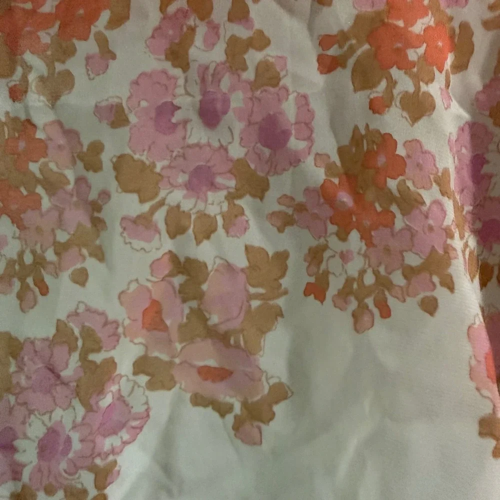 Unbranded Floral Scarf Womens OS White Pink Good Semi-Sheer Lightweight Wrap